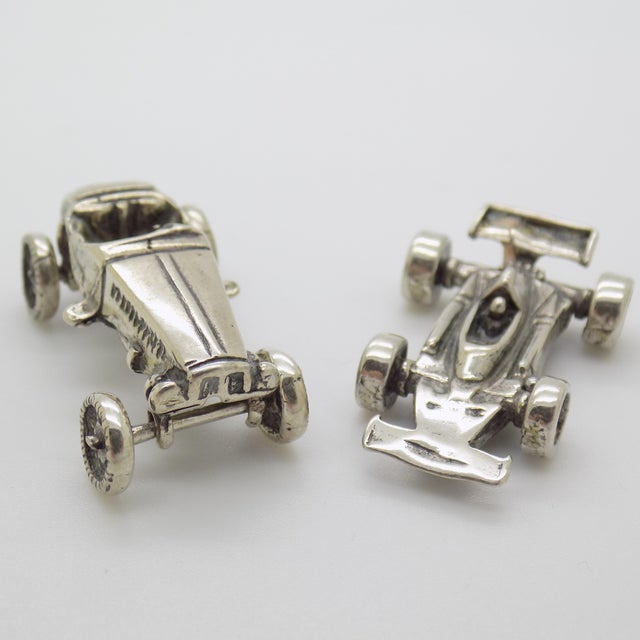 Vintage Italian Handmade Genuine Silver Racing Cars Miniature, 1970s, Set of 2 For Sale - Image 14 of 14