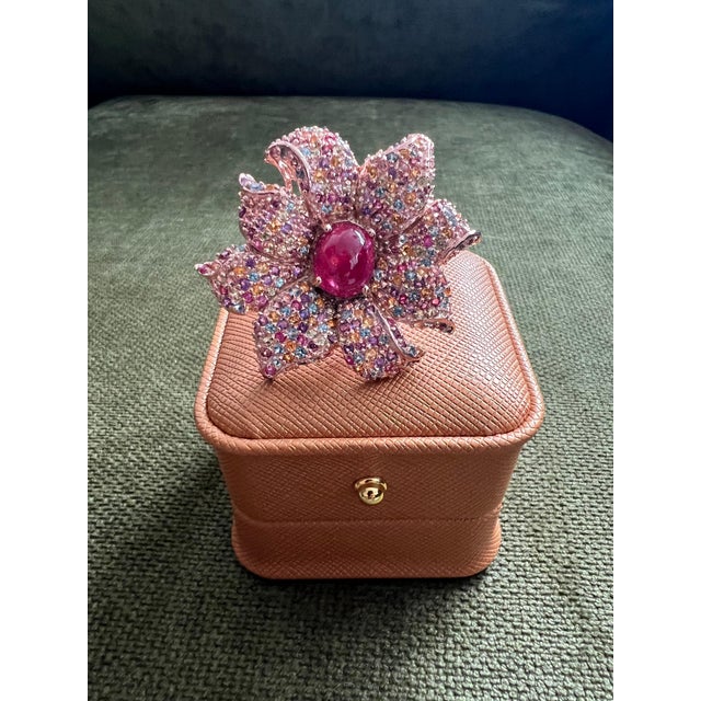 Traditional Bochic "Orient" Natural Ruby & Natural Multi Gem Ring Set In 18K Gold & Silver For Sale - Image 3 of 18