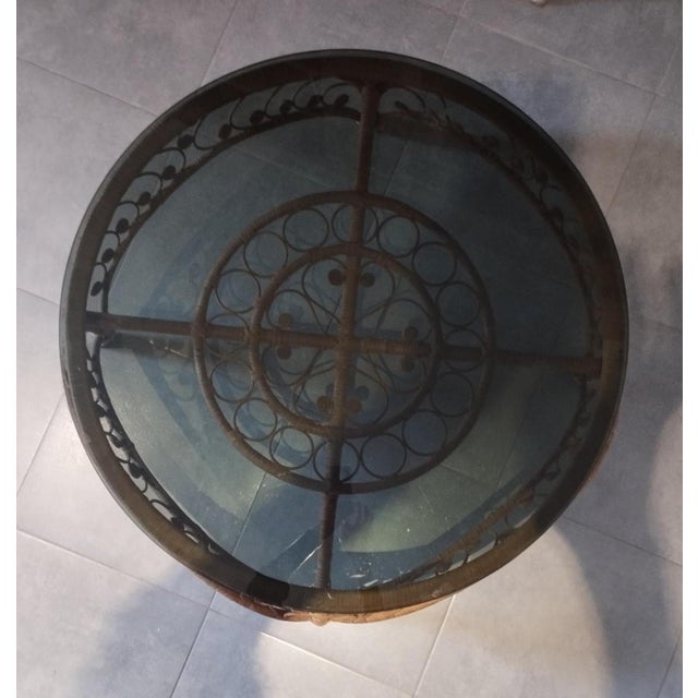 Large French Riviera Style Peacock Coffee Table in Rattan, Bamboo and Glass, 1970s For Sale - Image 16 of 18