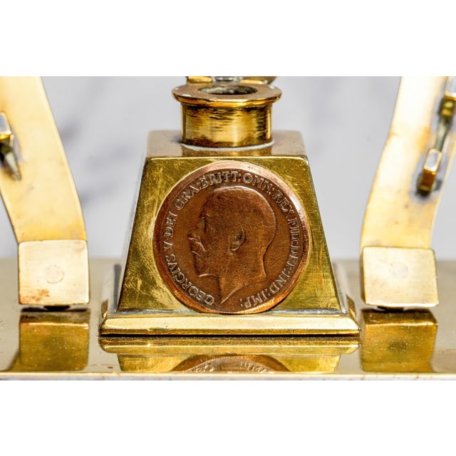 Wood Rare World War I Royal Horse Artillery Rha Antique Custom Desk Military Inkwell Inkstand Horseshoe Pen Stand Militaria Collectible For Sale - Image 7 of 15