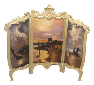 Gilt Painted 3-Fold Fire Screen, 1900s
