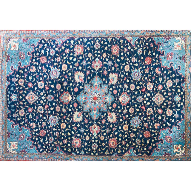 Navy Blue Vintage Persian Sarouk Rug For Sale - Image 8 of 16