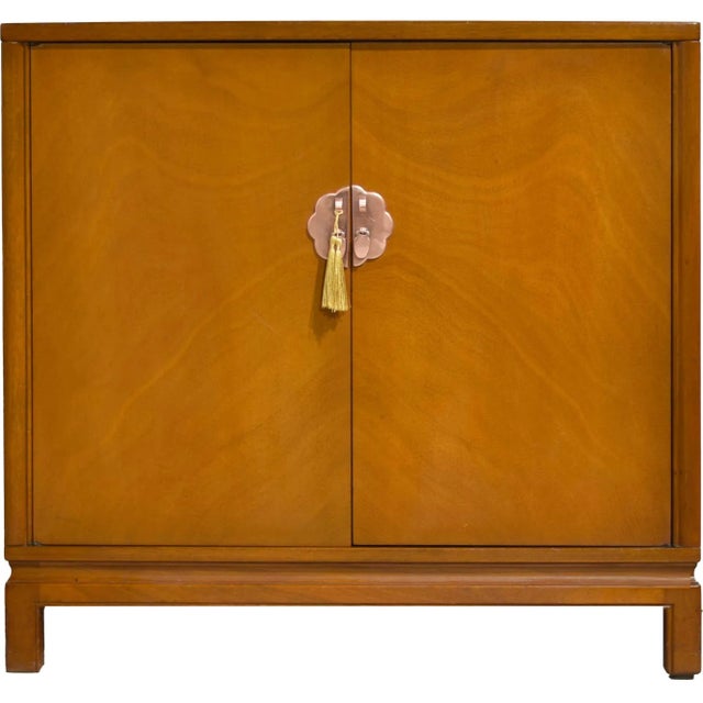 Elevate your decor with this stunning vintage&nbsp;1950s Chinoiserie Style 2-Door Chest by the renowned Landstrom...