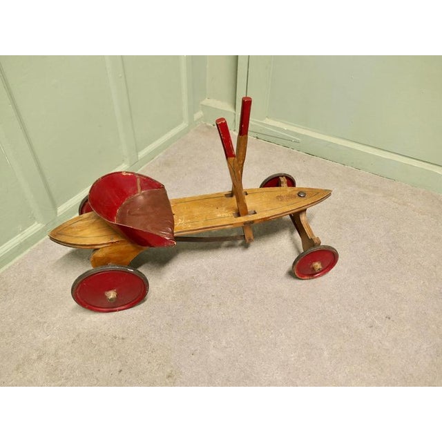 Wood Antique Wooden Hand Operated Childrens Tricycle Car from Periclès, 1930s For Sale - Image 7 of 12