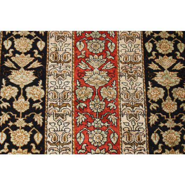 1930s Vintage Qum Brown Beige and Red Silk Persian Rug For Sale - Image 5 of 7