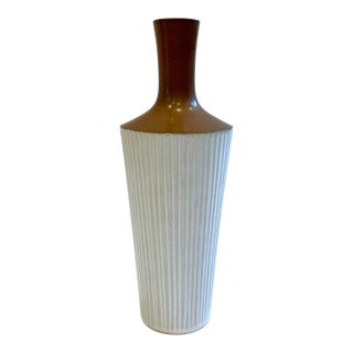 Mid-Century Ridged Bottle Neck Japanese Vase For Sale