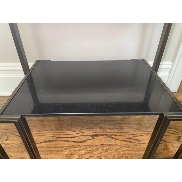 Global Views Global Views “One Up” Black Granite & Bronze Iron Rectangular Accent Side Table For Sale - Image 4 of 6