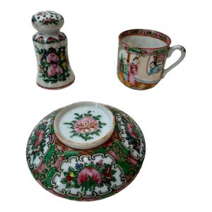 Vintage Rose Medallion Porcelain Replacement Pieces - Set of 3