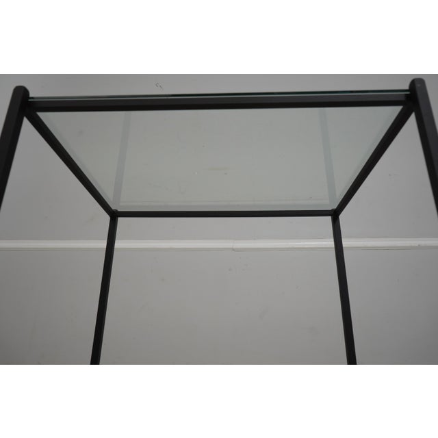 2010s Pair Charleston Forge 2 Tier Glass Top Iron End Tables For Sale - Image 5 of 12