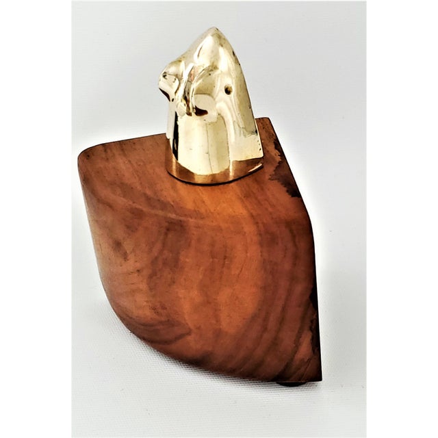 1970s Pop Art Wood and Solid Brass Table Sculpture Mid Century Modern