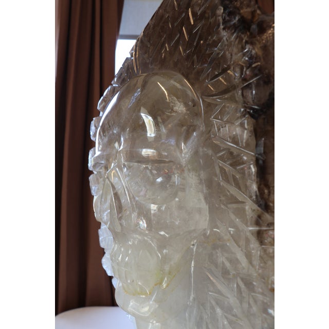Contemporary Balam: Monumental Hand-Carved Brazilian Smoky Quartz Sculpture With Natural Elestial Formation For Sale - Image 3 of 16