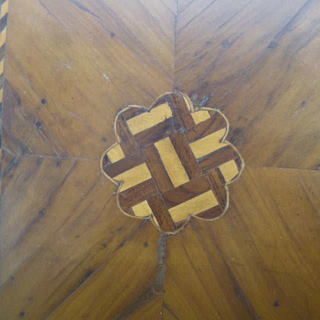 Antique Marquetry Inlaid Wood Miniature Footed Jewelry Box Vanity Chest For Sale - Image 4 of 18