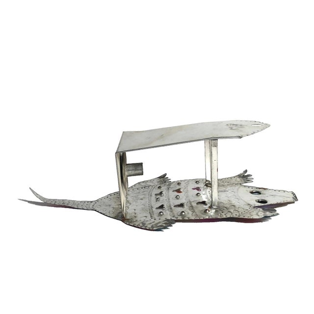 Metal Mexican Painted Punched Tin Folk Art Armadillo Candle Holder Wall Mount Shelf Sitter For Sale - Image 7 of 7