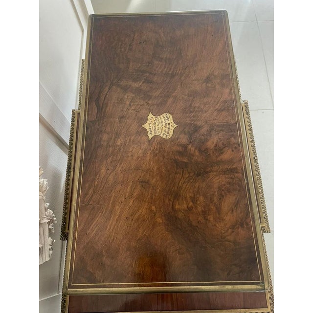 Late 19th Century Victorian Burr Walnut Brass Bound Writing Box, 1878 For Sale - Image 5 of 14