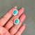 Contemporary 3.97Carat Turquoise & Diamond Double Halo Statement Earrings in 14k Gold- A Pair For Sale - Image 3 of 14