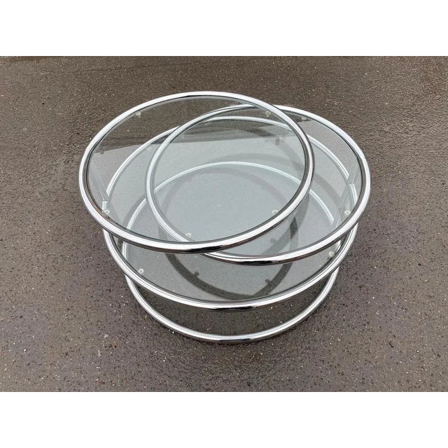 Vintage Italian Swivel Coffee Table in Chrome, 1973 For Sale - Image 4 of 7