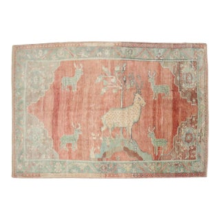 Vintage Zabihi Collection Turkish Pictorial Goat Shephard Rug - 4'11" x 7'9" For Sale