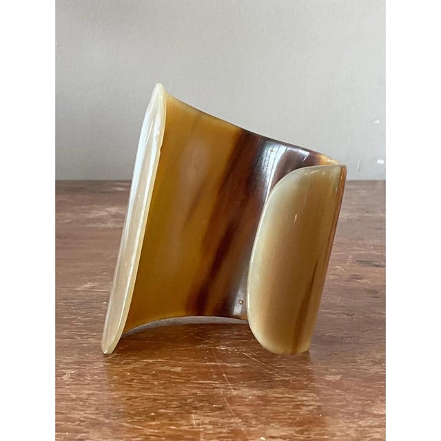 Vintage Faux Buffalo Horn Resin Cuff For Sale - Image 4 of 12