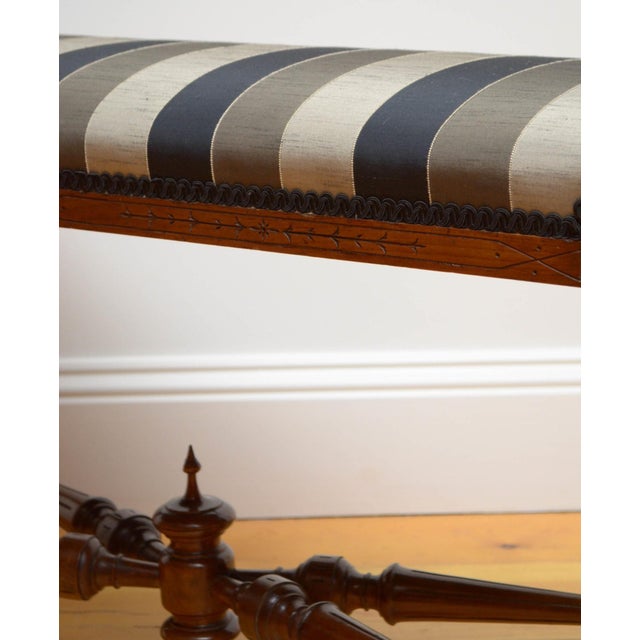 Black Antique Window Seat in Walnut, 1880 For Sale - Image 8 of 13