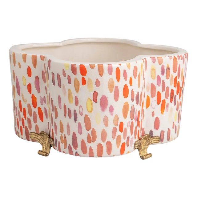 Scalamandre Maison by Port 68 Jamboree Berry Quatrefoil Planter For Sale