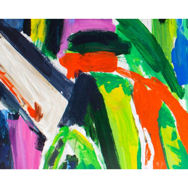 Green 1988 “Bridge and Garden” Acrylic on Board Abstract Painting by Gwen Doppler For Sale - Image 8 of 10