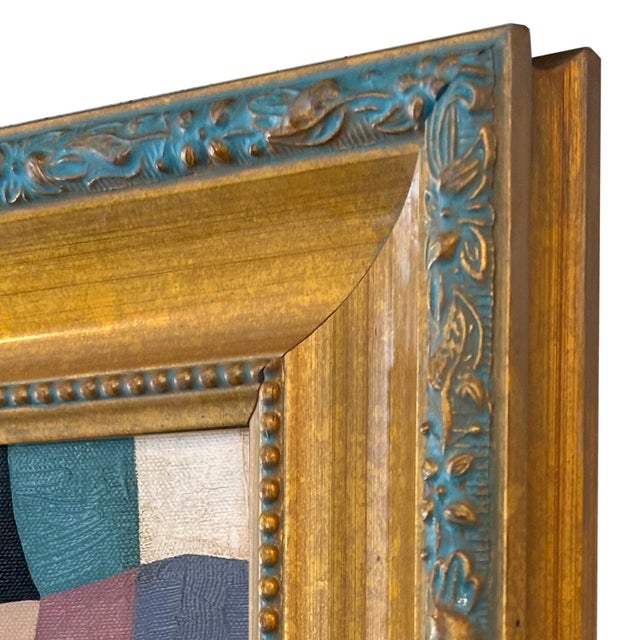Contemporary Abstract Colorblock Oil Painting in Vintage Frame For Sale In New York - Image 6 of 6