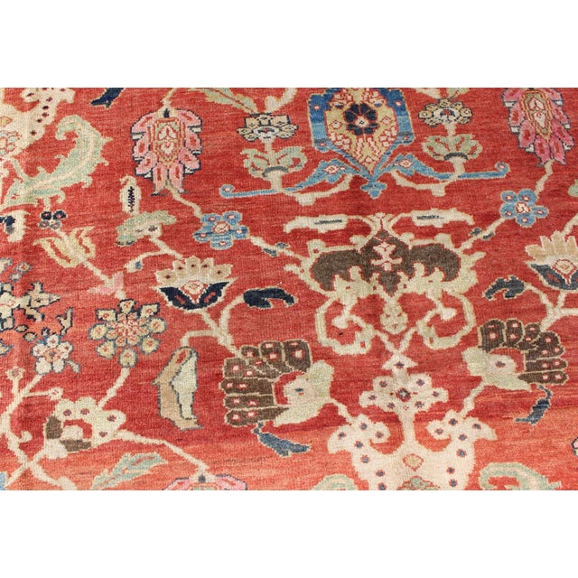 Early 20th Century Large Antique Hand Knotted Sultanabad Rug in Red and Blue For Sale - Image 5 of 10