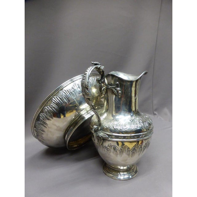 19th Century Silver Plated Basin and Ewer, Set of 2 For Sale - Image 4 of 12