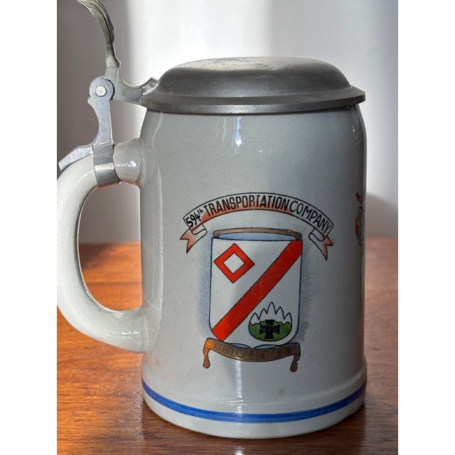 Stone 1965 Beer Stein Us Army 594th Transport Germany Lidded Cold War For Sale - Image 7 of 9