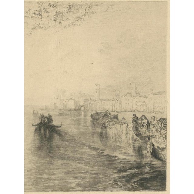 19th Century A. Brunet-Debaines, Gondolas on the Venetian Lagoon, 1880, Etching For Sale - Image 5 of 9