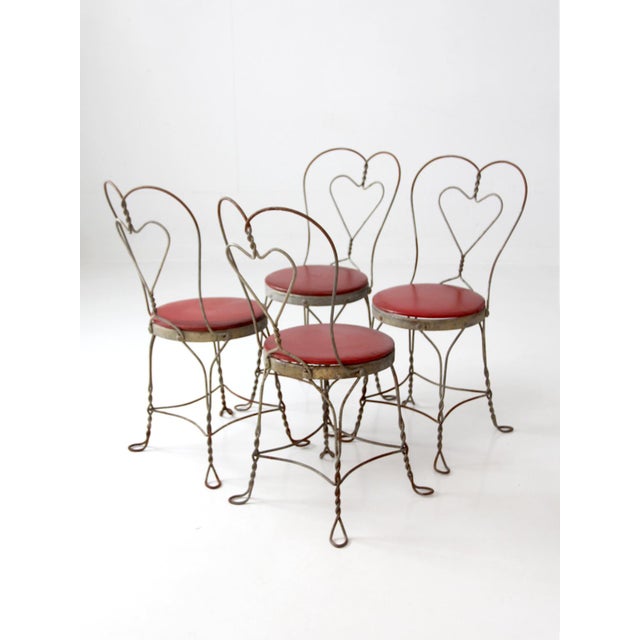 Mid 20th Century Vintage 1960s Simpson Bosworth Heart Back Ice Cream Parlor Dinette Set For Sale - Image 5 of 18