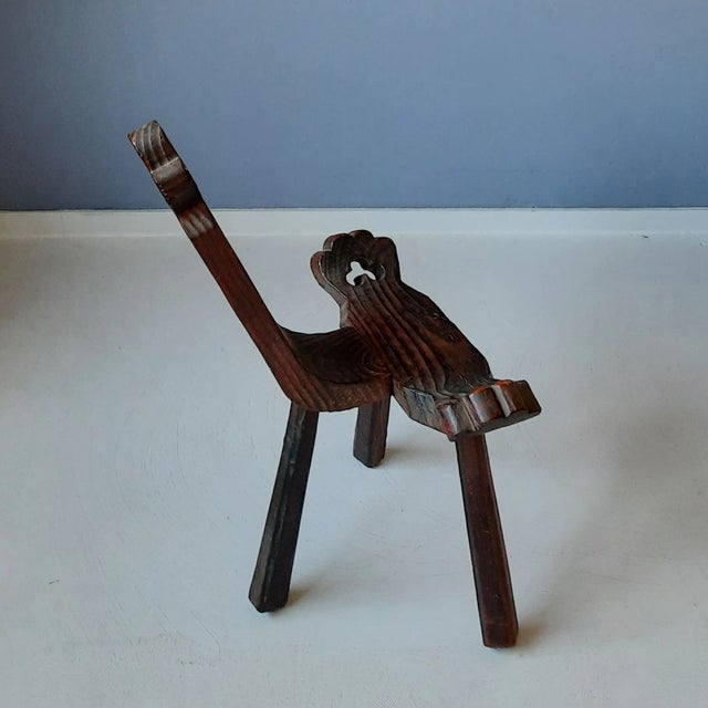 Brown Spanish Wooden Stool, 1960s For Sale - Image 8 of 10