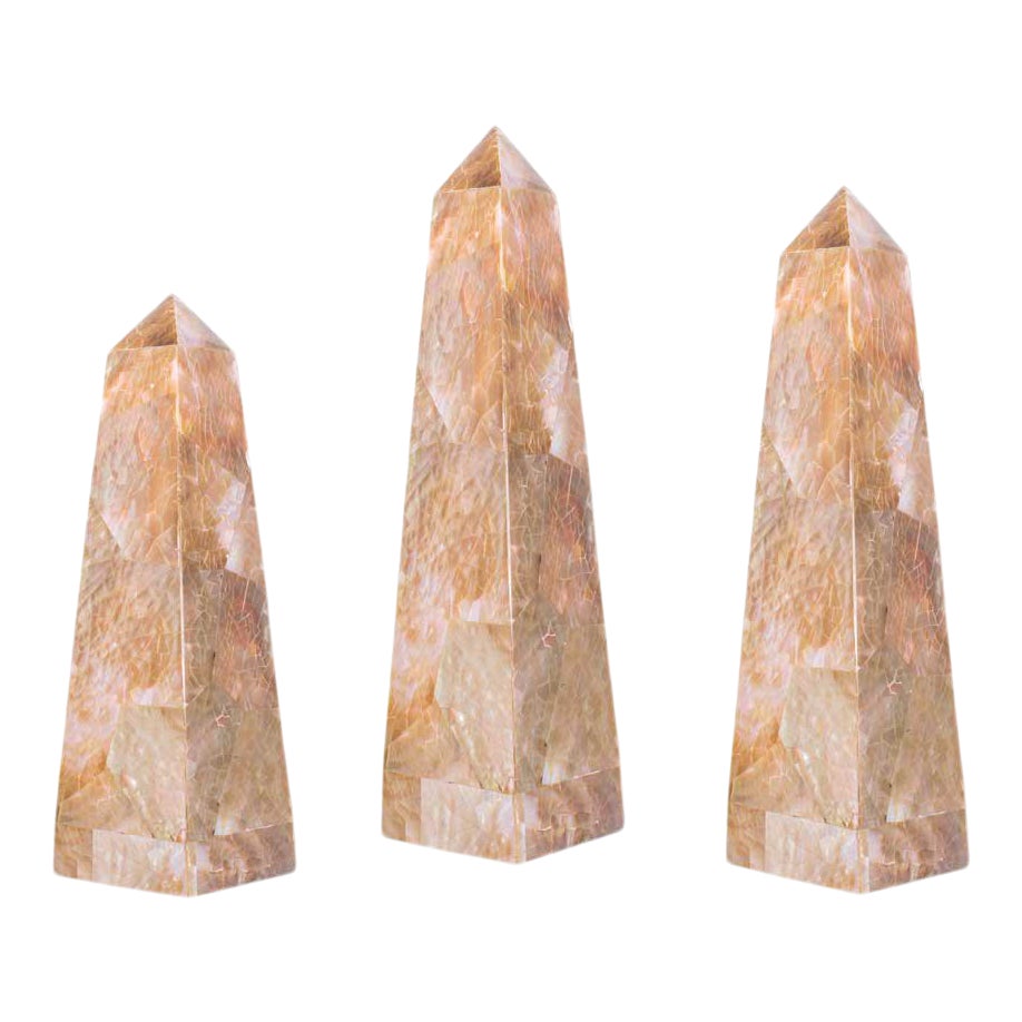 Pink Shell Obelisks - Set of 3 | Chairish