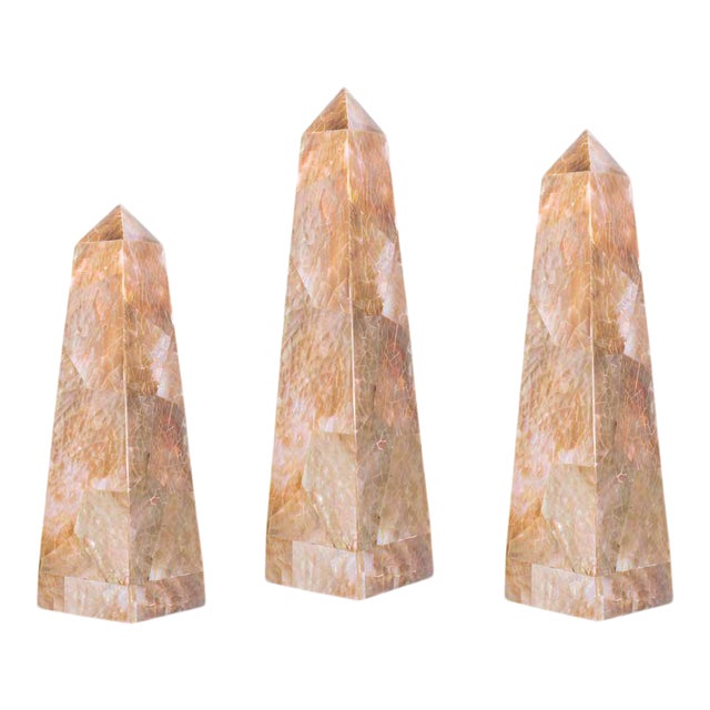 Pink Shell Obelisks - Set of 3 For Sale