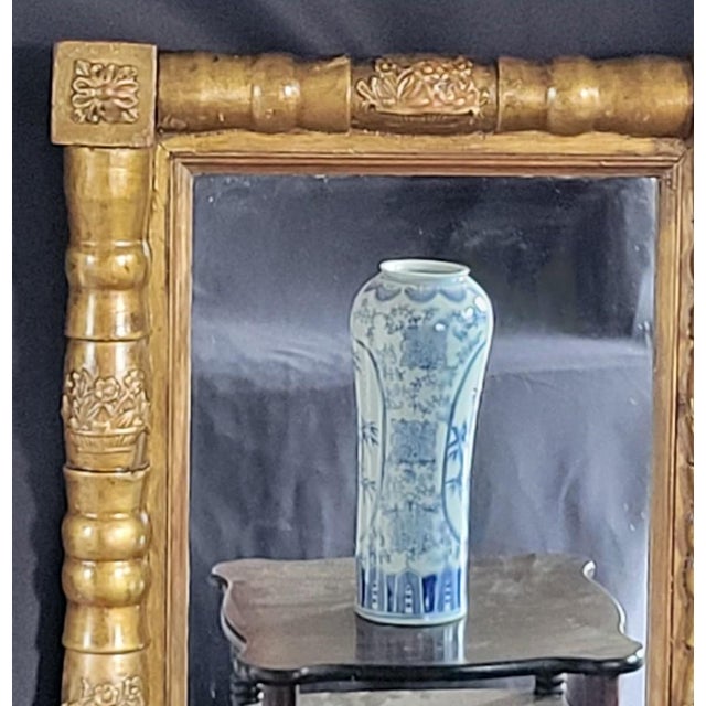 Wood Antique 19th Century American Federal Gilded Wall Mirror Gold Wood Small Mirror For Sale - Image 7 of 12
