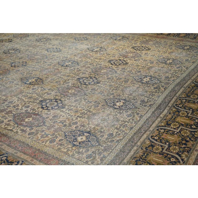 Beige Late 19th Century Antique Kashan Rug 10'3'' x 13'6'' For Sale - Image 8 of 11