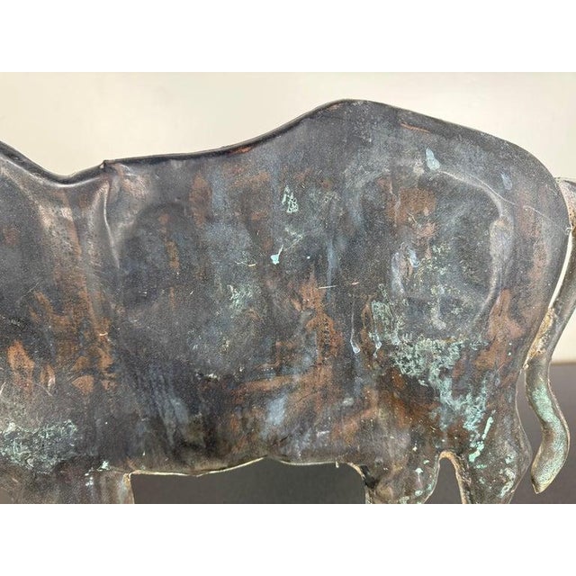 Metal 19th Century American Copper Bull Weathervane, Hand-Crafted Folk Art For Sale - Image 7 of 12