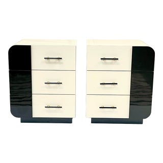Postmodern Lacquered Laminate Nightstands - a Pair For Sale