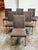 Design Plus Gallery presents a set of six Italian Modern Dining Chairs. Each chair has a tall, upholstered back and...
