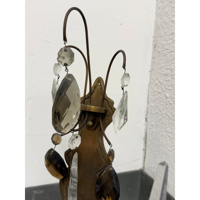 Late 20th Century Hollywood Regency Crystal Prism Five Light Wall Sconce, Vintage For Sale - Image 5 of 12