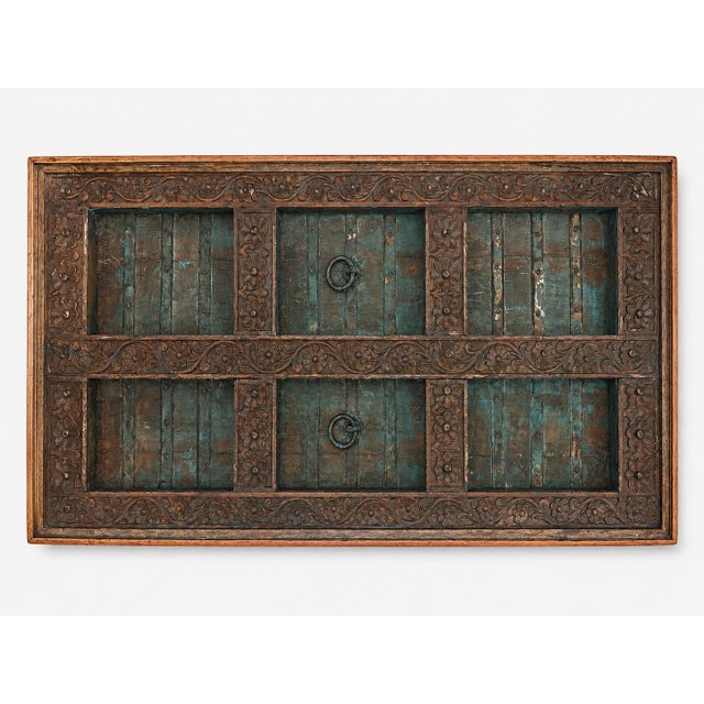 large-scale cocktail table masterfully repurposed from an authentic, 19th-century antique Indian Haveli mansion entry...