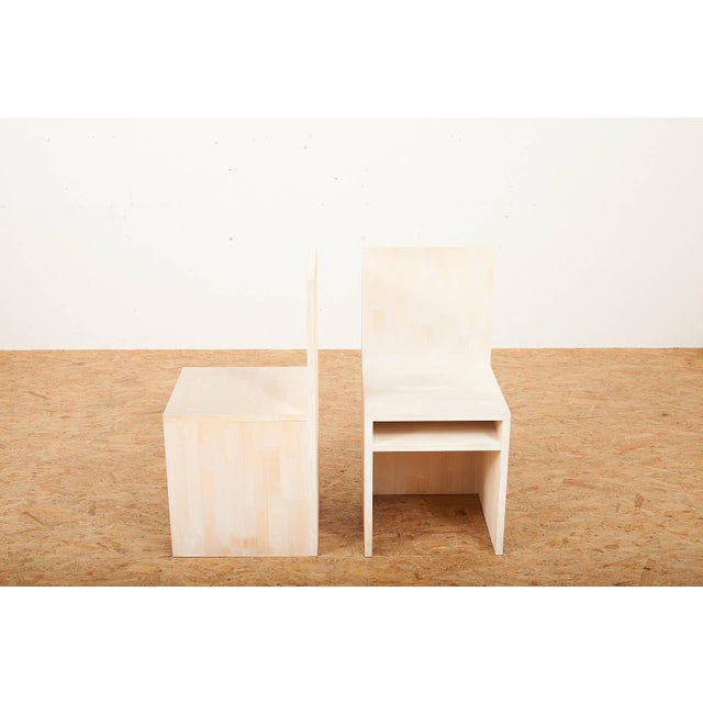 Chairs in Wood Construction with Shelf and White Stained by Felice Dittli, 2006, Set of 2 For Sale - Image 4 of 13