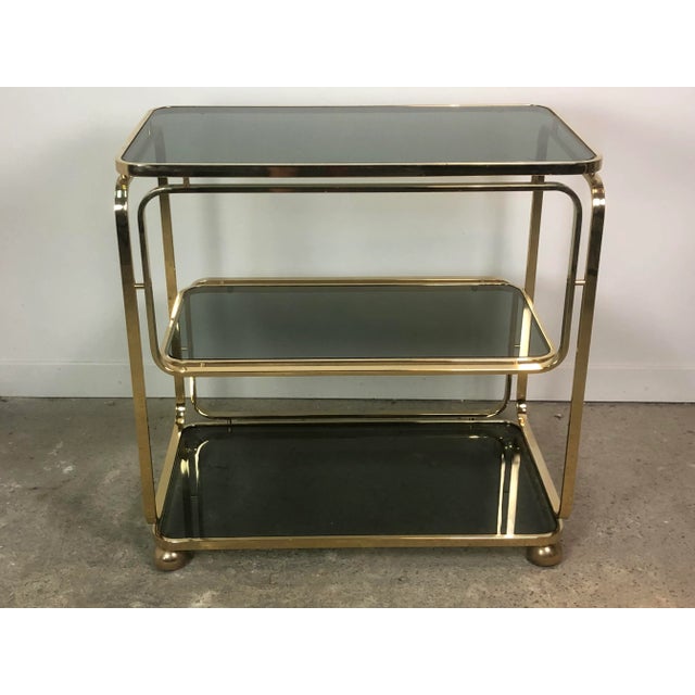 Italian Rolling Trolley in Gold Metal, 1980s For Sale - Image 10 of 10