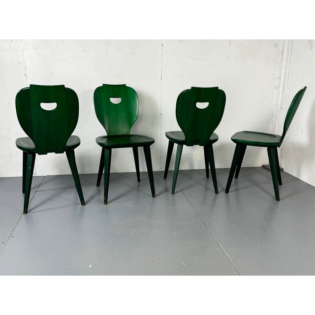 Swedish Green Pine Chairs from Svensk Fur, 1950s, Set of 4 For Sale - Image 4 of 11