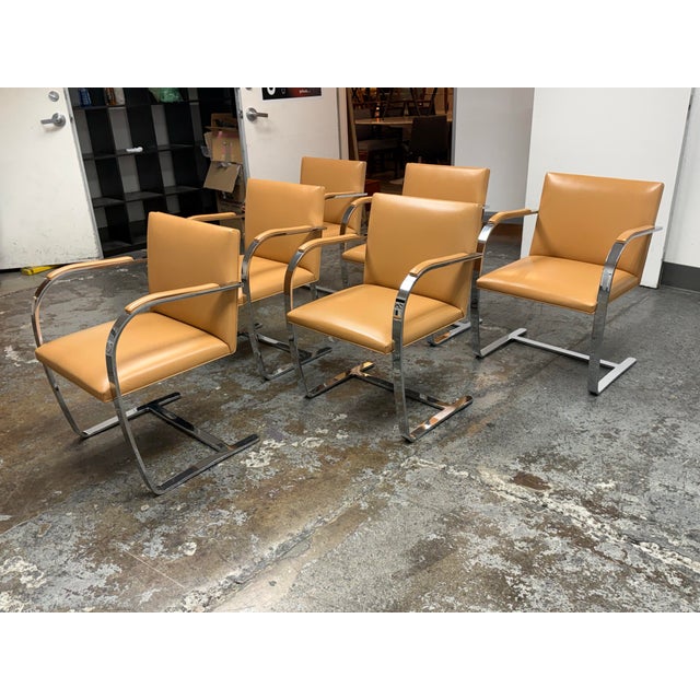 Design Plus Gallery presents a set of six of the Brno Armchairs by Ludwig Mies van der Rohe for Knoll. Originally designed...