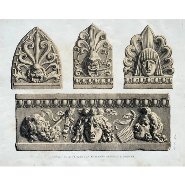 Traditional 1852 Comedy and Tragedy Architectural Chromolithograph For Sale - Image 3 of 3