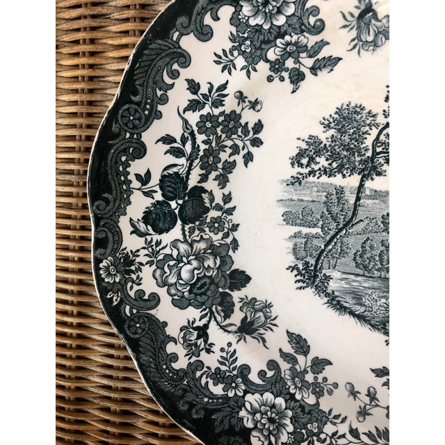 A RARE green vintage "Palissy 1790 Avon Scenes" hand engraved extra large serving platter. This color and size is rare,...