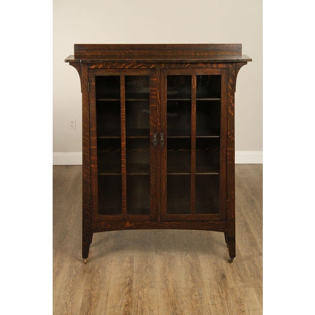 Limbert Antique Mission Oak Arts & Crafts Glass Door Bookcase For Sale - Image 14 of 18