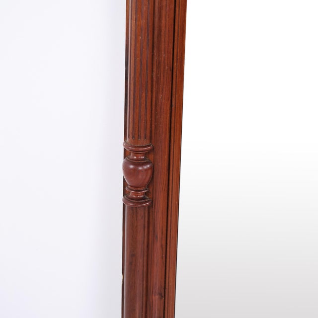 Large 19th Century Antique Mahogany Mirror with Columns and Carved Details For Sale - Image 3 of 8