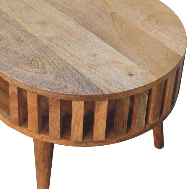 Brown Light Oak-Finish Mango Wood Japanese-Inspired Coffee Table For Sale - Image 8 of 8